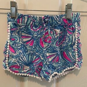 Lilly for Target 3T floral drawstring shorts with pom trim